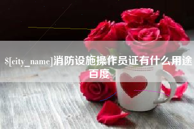 东阳消防设施操作员证有什么用途百度